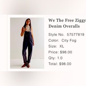 We The Free Ziggy Denim Overalls in City Fog